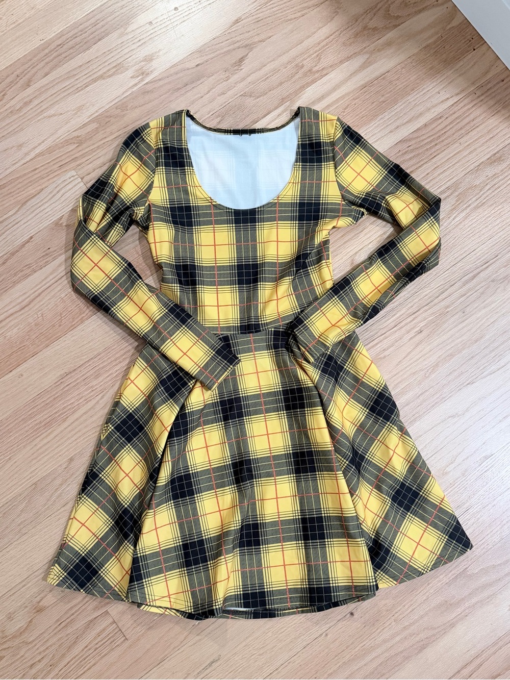 BlackMilk Yellow & Black Plaid Dress